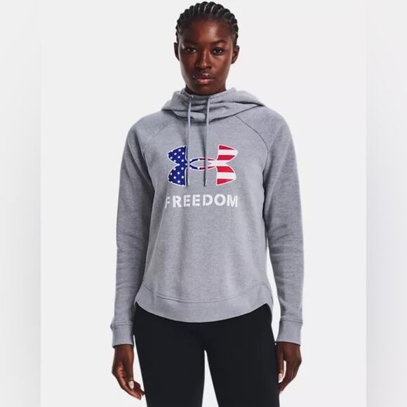 UNDER ARMOUR FREEDOM LOGO FAV HOODIE GRAY SIZE XS - Picture 1 of 8